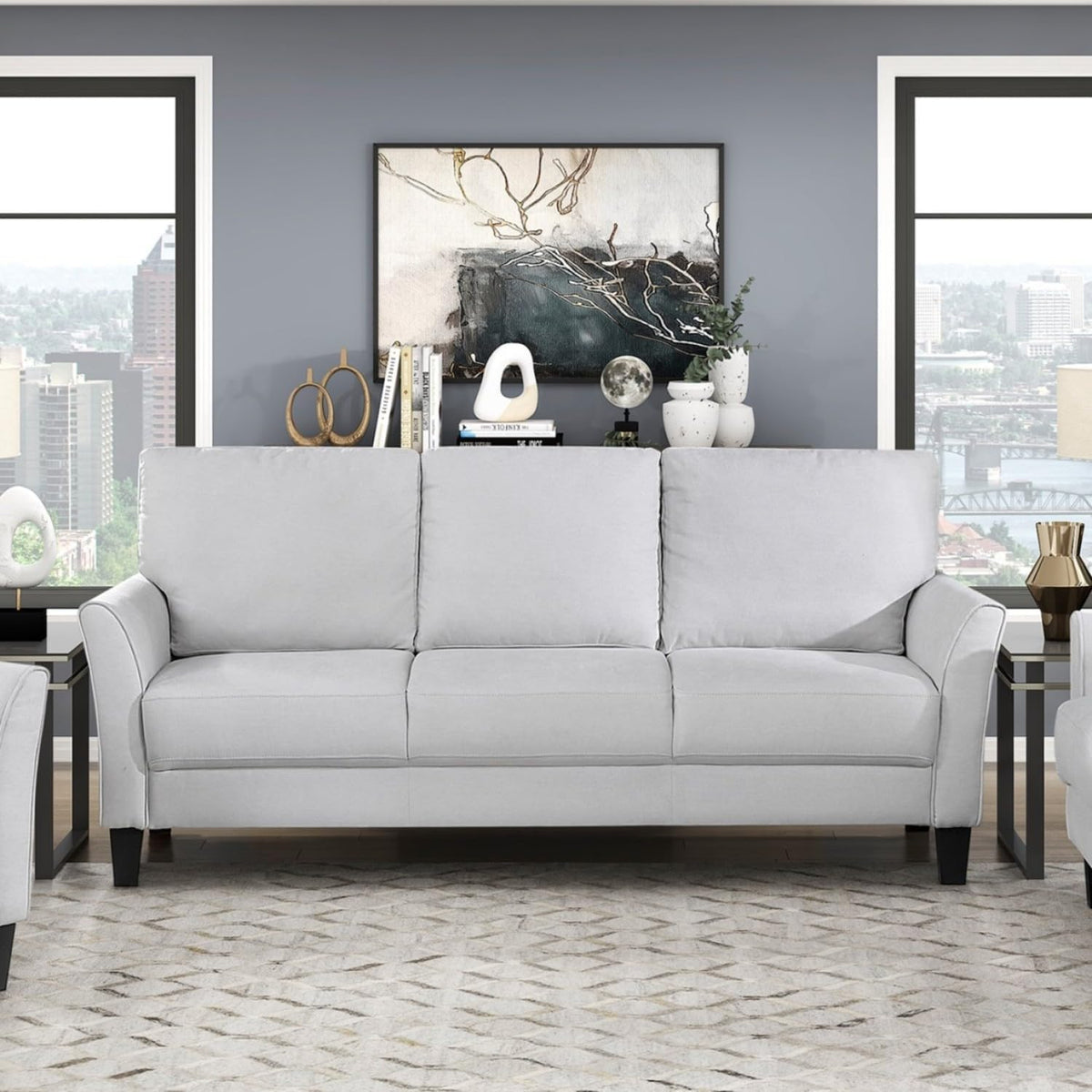 Modern Plush 3-Seater Sofa