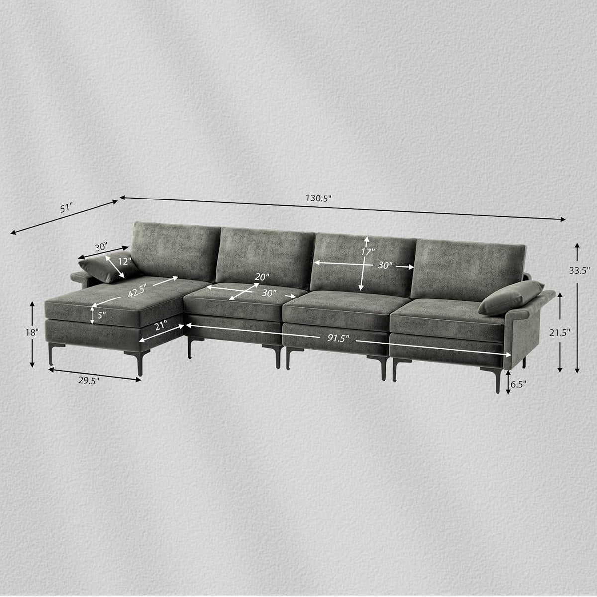 Convertible Reversible Sectional Sofa