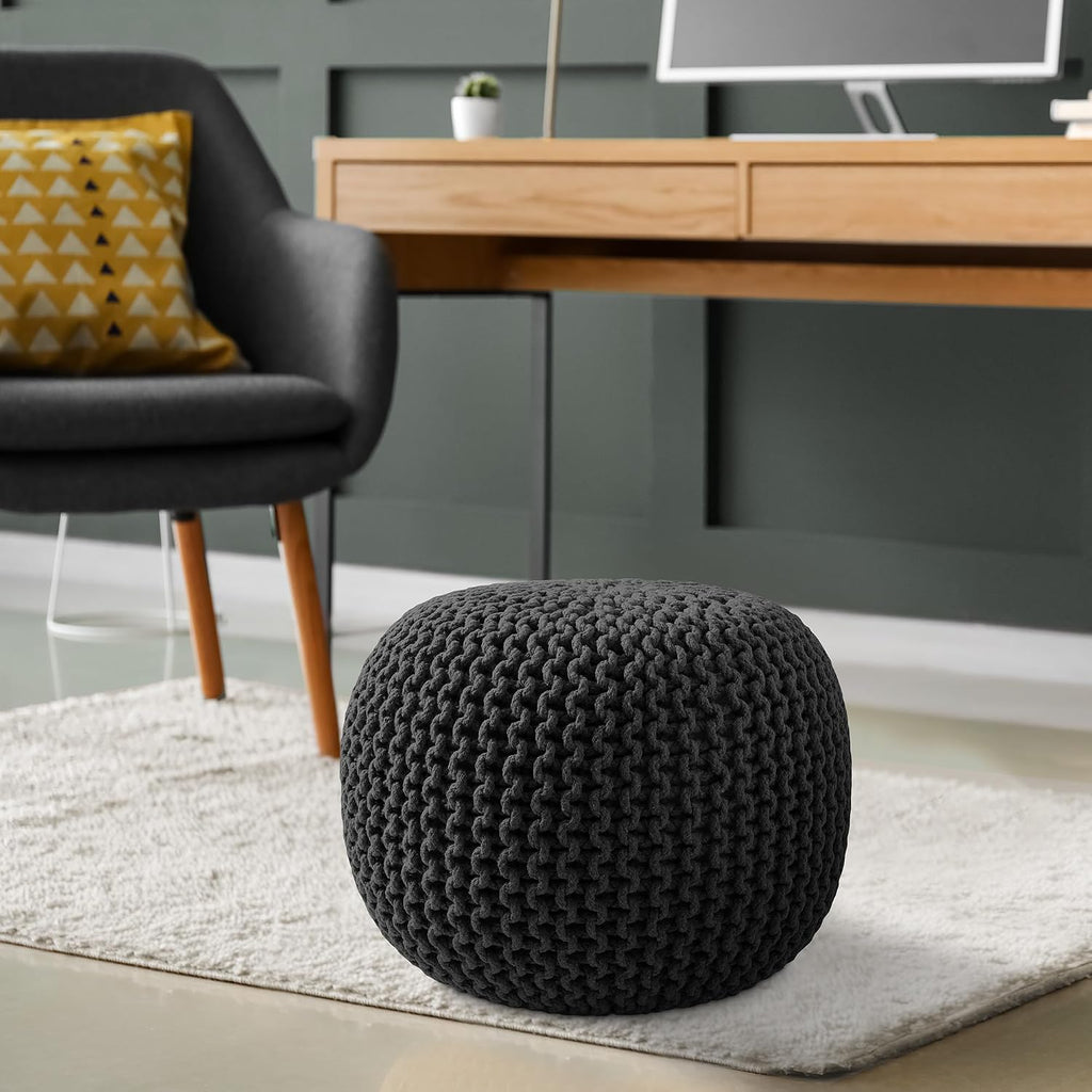 Round Cotton Pouf Ottoman