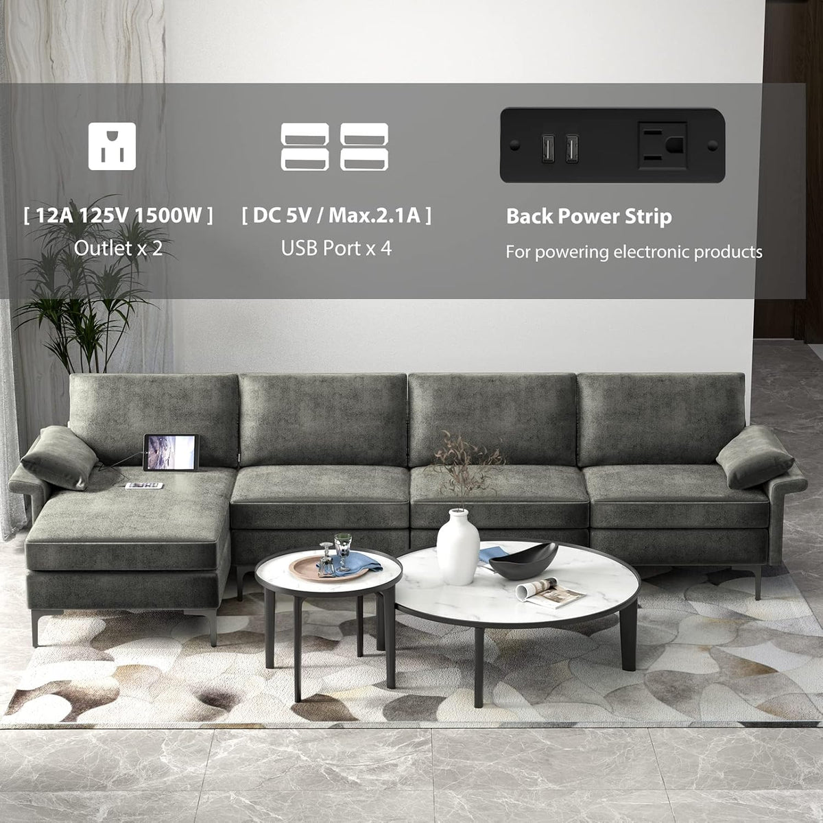 Convertible Reversible Sectional Sofa